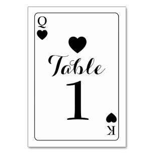 Número de tabla Boda Tarjetas de reproducción K Q 