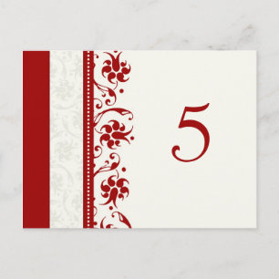 Número de tabla boda Tarjetas Floral Roja