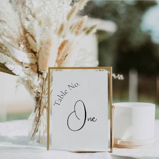 Número de tabla de Boda de caligrafía de guión mod