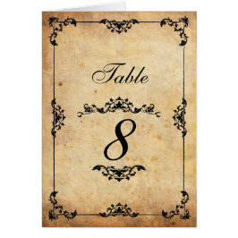 Número de tabla de Boda de floral negro vintage