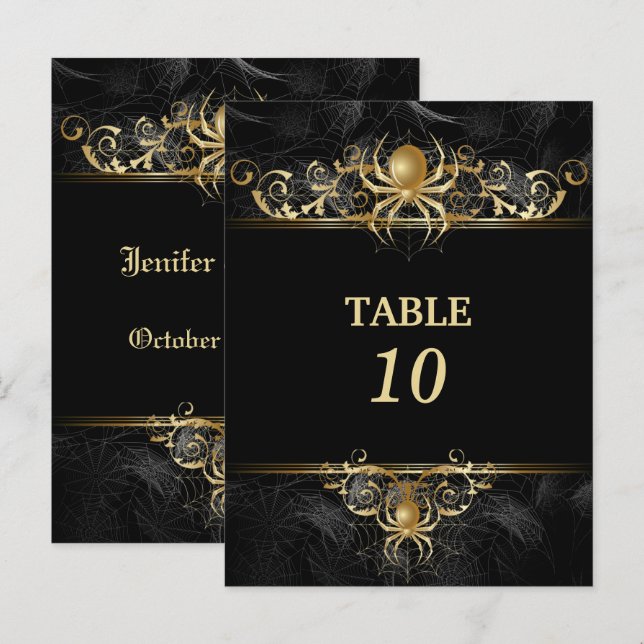 número de tabla de boda de halloween postal (Anverso / Reverso)