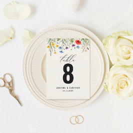 Número de tabla de Boda de pradera de flor salvaje