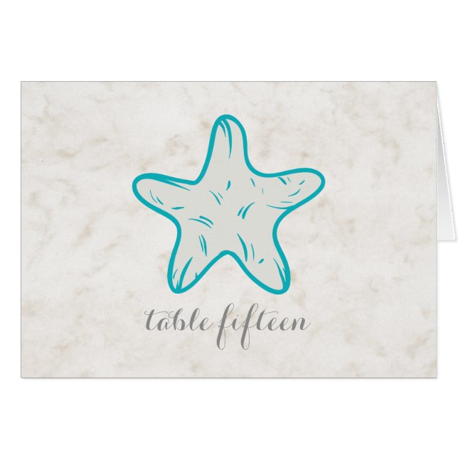 Número de tabla de Boda de Starfish Rústico Turque (Anverso (Horizontal))
