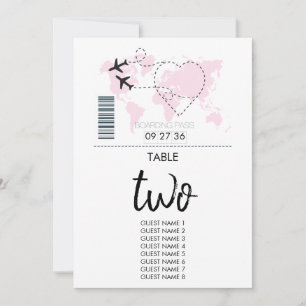 Número de tabla de Boda de tarjetas de embarque de