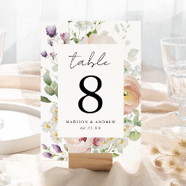 Número de tabla de Boda floral de primavera delgad