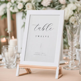 Número de tabla de Boda negro Minimalista clásico