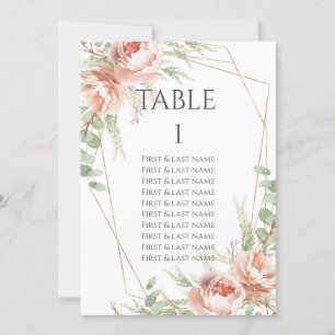 Número de tabla de boda Rosas de Rubor