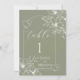 Número de tabla de boda verde Boho Sage minimalist