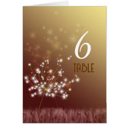 Número de tabla de bodas de otoño de Dandelions de