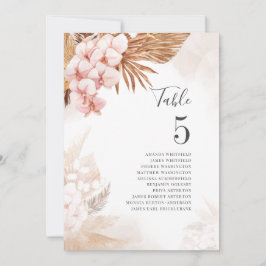 Número de tabla de bodas de otoño de pampas