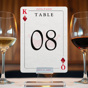 Número de tabla de cartas de juego de Rey y Reina