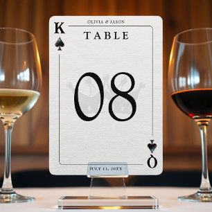 Número de tabla de cartas de juego de Rey y Reina 