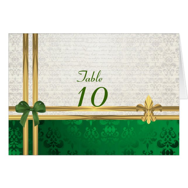 Número de tabla de damasco verde y crema (Anverso (Horizontal))