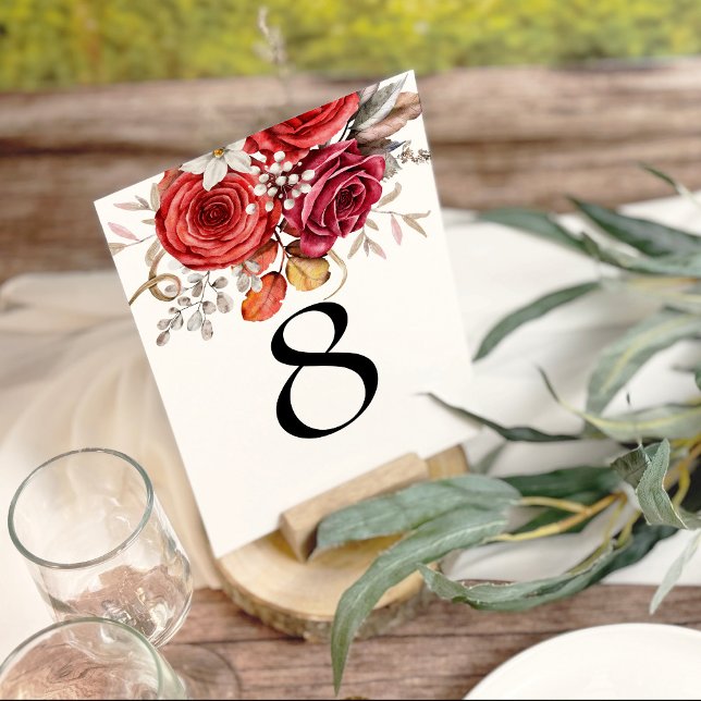 Número de tabla de floraciones del otoño rojo boho (Subido por el creador)