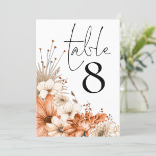 Número de tabla de follaje floral otoñal