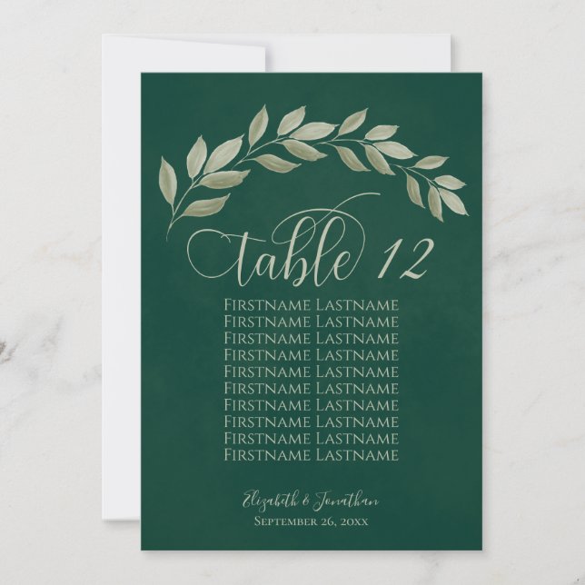 Número de tabla de hojas de esmeralda y salchicha  (Anverso)