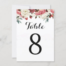 Número de tabla de invitación a boda Rosa