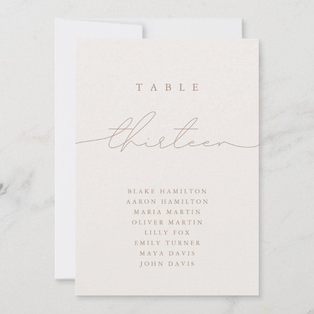 Número de tabla de marfil de caligrafía minimalist (Reverso)