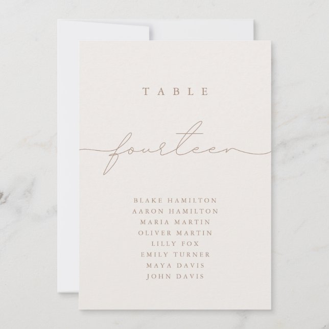 Número de tabla de marfil de caligrafía minimalist (Reverso)