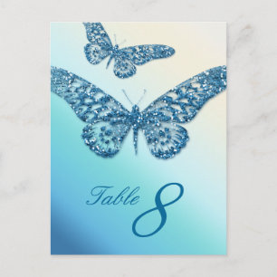 Número de tabla de mariposa purpurina postal azul