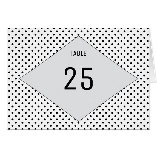 Número de tabla de puntos de polka modernos grises (Anverso (Horizontal))
