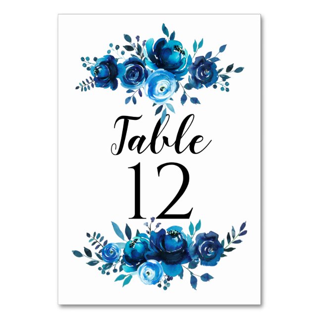 Número de tabla de tarjetas de mesa de Blue Peonie (Anverso)