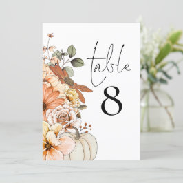 Número de tabla del Boda de calabaza floral de oto