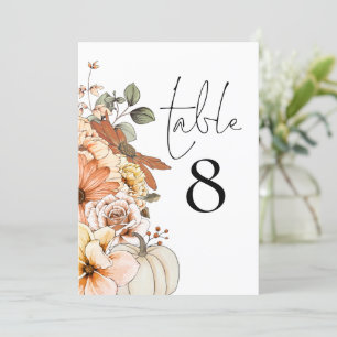 Número de tabla del Boda de calabaza floral de oto