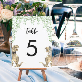 Número de tabla del Boda del tema de los dinosauri