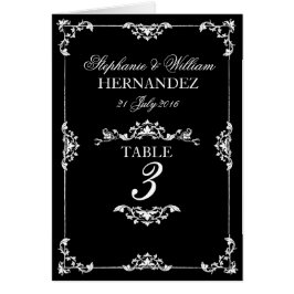 Número de tabla del Boda floral blanco y negro vin