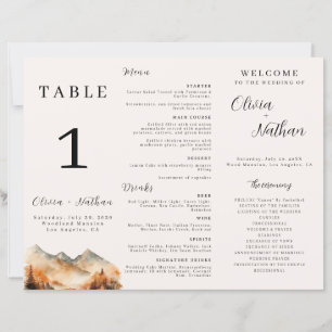 Número de tabla del menú del Boda Tri-Fold de la m