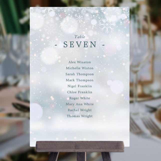 Número de tabla del plan de asientos de nieve de W (Winter Wonderland Snow Seating Plan Table Number)