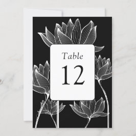 Número De Tabla Moderna Floral En Blanco Y Negro