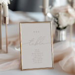 Número de tabla superior de caligrafía minimalista<br><div class="desc">El diseño presenta un tipo de letra manuscrito y un diseño minimalista moderno. Diseñado para coordinar con para la Colección Invitación a Boda "Glam Natural". Para cambiar detalles, haga clic en "Personalizar esta plantilla", "Detalles". Para mover el texto o cambiar el tamaño, la fuente o el color, haga clic en...</div>