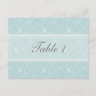 Número de tabla Tarjeta Boda Floral azul claro