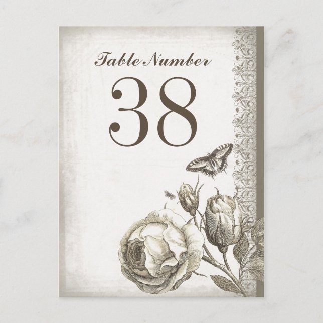 número de tabla tarjetas vintage (Anverso)