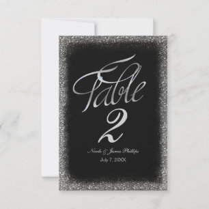 Número de tarjeta de mesa con brillo falso platead