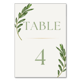 Número de tarjeta de mesa de rama de olivo