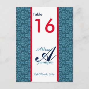 Número de tarjetas Damask Blue