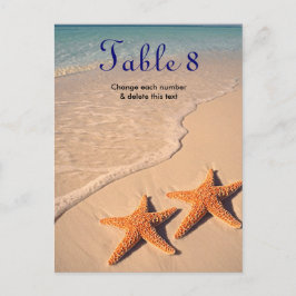 Número de tarjetas de mesa de Boda Starfish Beach 