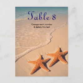 Número de tarjetas de mesa de Boda Starfish Beach