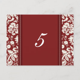 Número de tarjetas de tabla de boda Damasco rojo