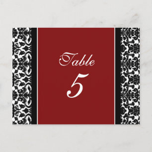 Número de tarjetas de tabla de boda Damasco rojo