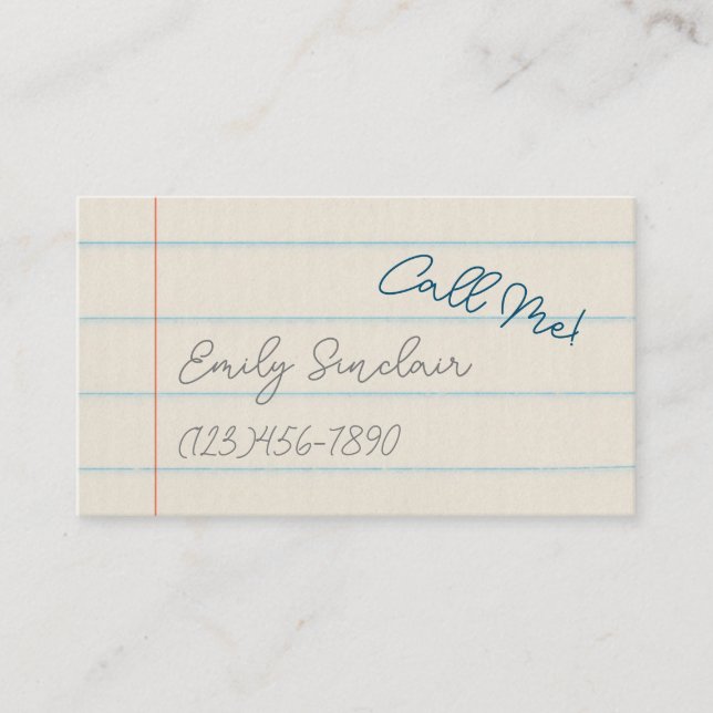 Número De Teléfono Llámame Tarjeta De Contacto En  (Anverso)