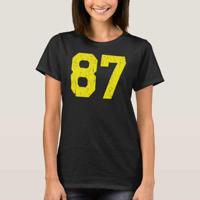 Número de uniforme de Jersey #87 Amarillo, 87º Lug (Anverso)