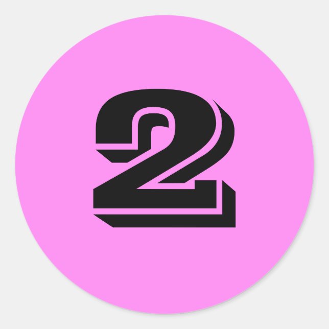 Número dos grandes Pegatinas violetas redondas por (Anverso)