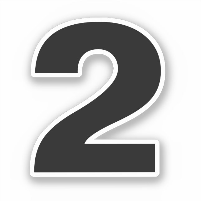 Número dos Pegatina blanco y negro (Anverso)