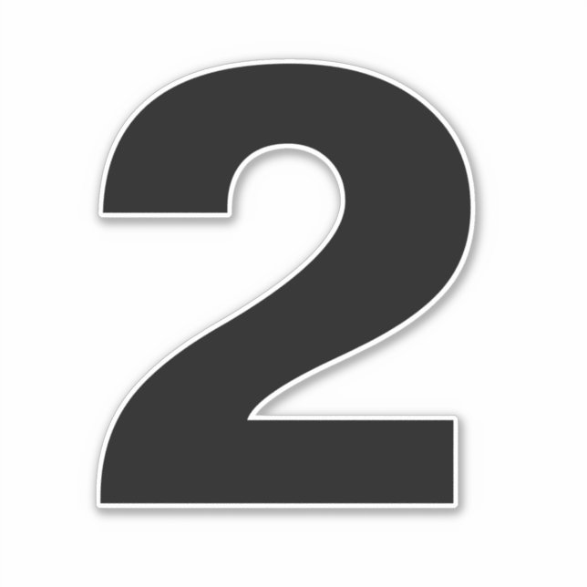 Número dos Pegatina blanco y negro (Anverso)