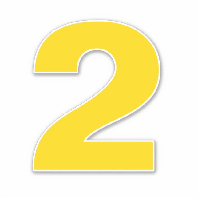 Número dos Pegatina dorado y blanco (Anverso)