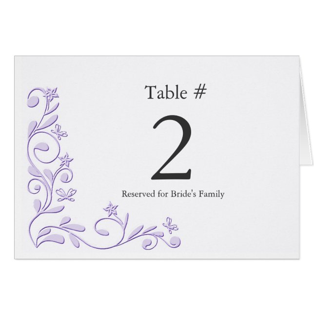 Número elegante de la tabla de la recepción (Anverso (Horizontal))